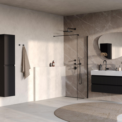 BRAUER Oblivion Douche à l'italienne - 60x200cm - revêtement verre - verre clair - noir mat