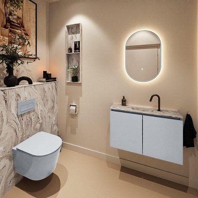 MONDIAZ TURE-DLUX Meuble de toilettes 80 cm Clay. EDEN lavabo Glace position centrale. Avec 1 trou de robinet.