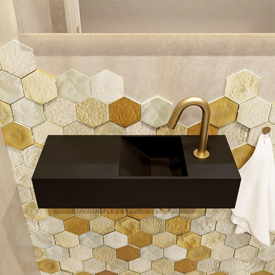 Mondiaz TYNE fontein - 60x23x12cm - wasbak rechts - 1 kraangat - solid surface Urban mat