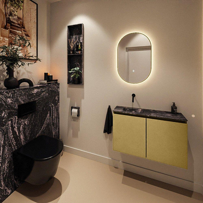 MONDIAZ TURE-DLUX Meuble toilette - 80cm - Oro - EDEN - vasque Lava - position gauche - sans trou de robinet