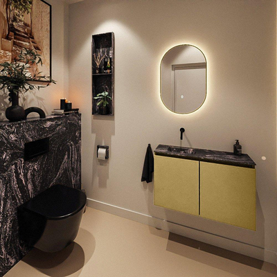 MONDIAZ TURE-DLUX Meuble WC 80 cm Oro. EDEN lavabo Lava position gauche. Sans trou de robinet.