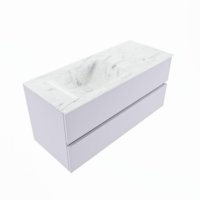 Mondiaz VICA-DLUX ensemble de meuble de salle de bain - 110cm - meuble sous-vasque cale - 2 tiroirs - lavabo encastré cloud gauche - 1 trou de robinet - version haute de 60cm - opalo