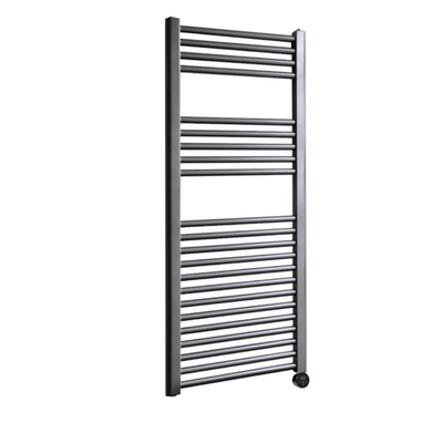 Sanicare Elektrische Radiator - 111.8x45cm - 596W - design - thermostaat - zwart - rechtsonder - gunmetal (antraciet)