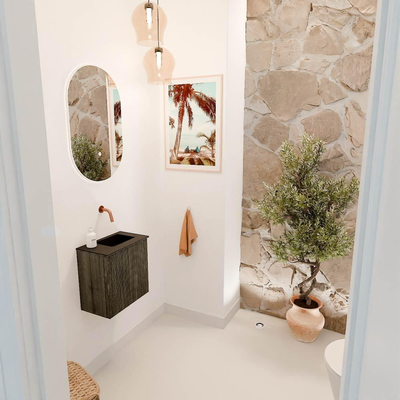 Mondiaz JOYA 40cm meuble de toilette - couleur Shadow - Vasque FAYE position Droite Sans trou de robinet couleur Urban.