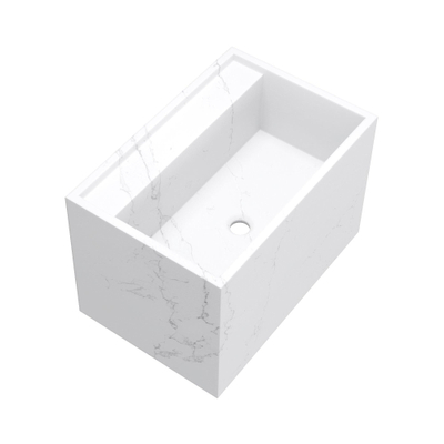 BRAUER Cube Lavabo pour meuble - 60x40x45.7cm - sans trop-plein - 1 vasque - sans trou de robinet - composite - Calacatta Gold