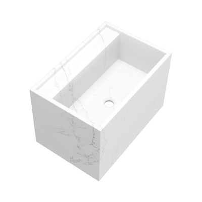BRAUER Nova Lavabo - 60x46x40cm - incl. supports de fixation cachés - 1 cuve - 0 trous de robinet - composite - aspect marbre - Calacatta Gold
