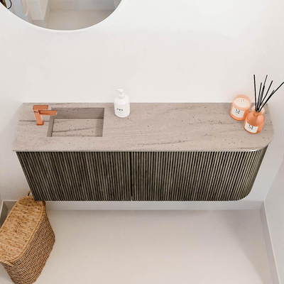 Mondiaz JOYA-DLUX 101.6cm toiletmeubel - ronding rechts kleur Shadow - Wastafel FAYE positie Links 1 kraangat kleur Saba.