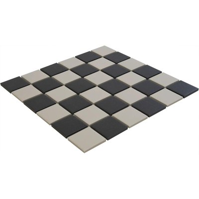The Mosaic Factory London mozaïektegel - 30.9x30.9cm - wand en vloertegel - Vierkant - Porselein Chessboard Mat