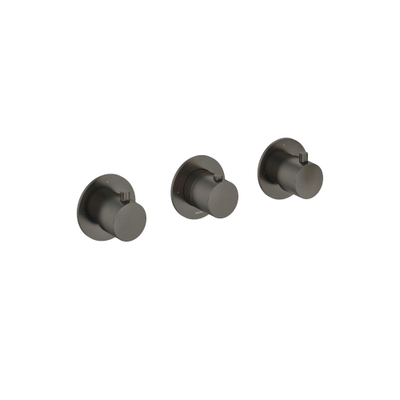 Hotbath Cobber Afbouwdeel - inbouw douche thermostaat - met 2 stopkranen horizontale plaatsing - glans verouderd ijzer (zwart)