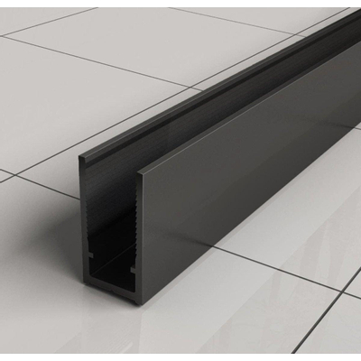 Douche à l'italienne Wiesbaden Slim 110x200cm avec verre clair de 8mm avec profil noir et barre de renfort
