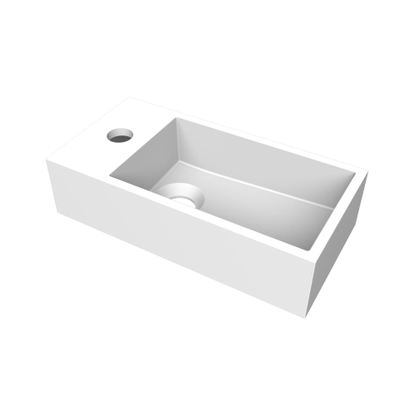 Arcqua Flair fontein - 36x18x9cm - cast marble - 1 kraangat - links - mat wit
