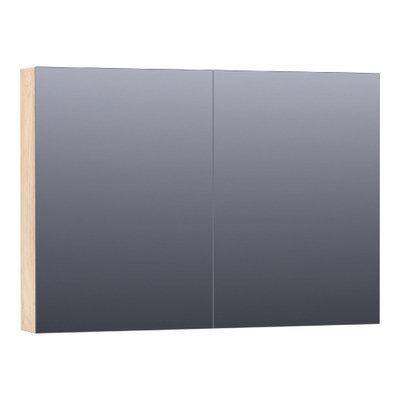 Saniclass Plain spiegelkast 100x70x15cm met 2 links- en rechtsdraaiende spiegeldeuren MFC Sahara