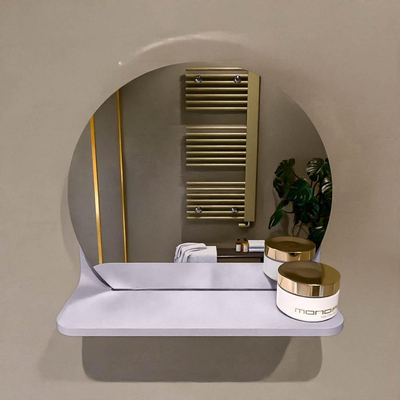 Mondiaz SPOT miroir – Ø 30 cm – avec tablette – Cale (gris clair)