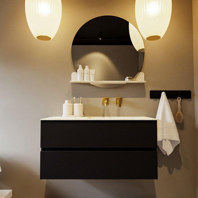 Mondiaz VICA-DLUX ensemble de meuble de salle de bain - 100cm - meuble sous-vasque urban - 2 tiroirs - lavabo encastré cloud droite - sans trous de robinet - version haute de 60cm - frape