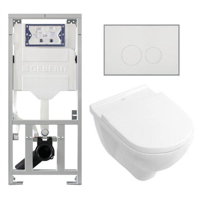 Villeroy & Boch O.novo Ensemble WC - réservoir encastré Geberit - cuvette suspendue à fond creux - abattant softclose - plaque de commande boutons rectangulaires - blanc