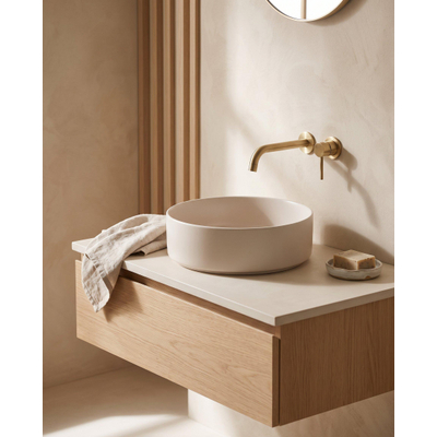 QeramiQ Dely Waskom - 36x36x12cm - zonder overloop - rond - keramiek - linnen