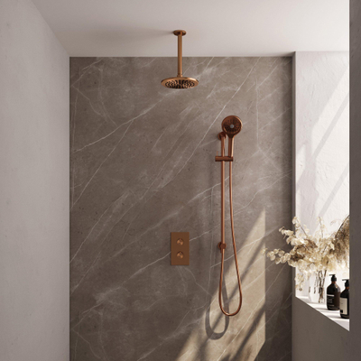 BRAUER Copper Edition inbouw regendoucheset – Ø20 cm hoofddouche – 30 cm plafondbuis – ronde handdouche – 2 functies