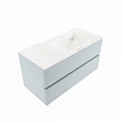 Mondiaz VICA-DLUX ensemble de meuble de salle de bain - 100cm - meuble sous-vasque argile - 2 tiroirs - lavabo encastré nuage droite - sans trous de robinet - version haute 60cm - ostra