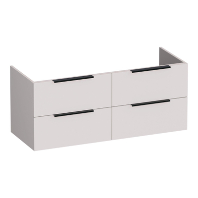 BRAUER Elevate meuble sous-lavabo 120 sans poignées rapportées 4 tiroirs à fermeture en douceur et 2 découpes pour siphon - sable mat