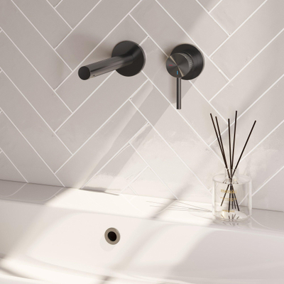 Brauer Stripe wastafelkraan - model A1 - inbouw - laag - rechte uitloop - PVD - gunmetal