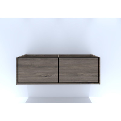 HR Badmeubelen Rize wastafelkast - 2 hoge laden - greeploos push2open - 140 x 45 x 45 cm - espresso