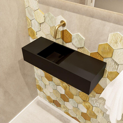 Mondiaz TYNE fontein - 60x23x12cm - wasbak links - 0 kraangaten - solid surface Urban mat