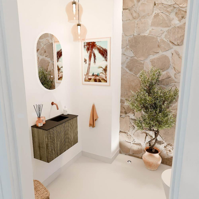 Mondiaz JOYA 60cm toiletmeubel - kleur Dusk - Wastafel FAYE positie Rechts Zonder kraangat kleur Urban.