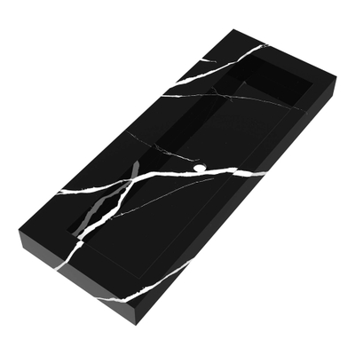 BRAUER Coral wastafel - 120x46x10cm - 1 wasbak - 0 kraangaten - composiet - marmerlook - Nero Marquina