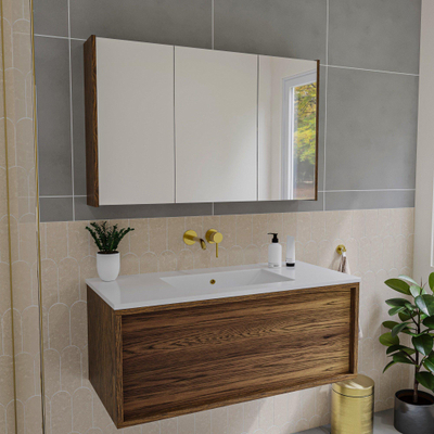 Saniclass Holz Frame armoire de toilette – 100 x 63 x 16 cm – Noyer pur