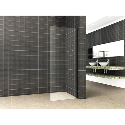 Wiesbaden Side Zijwand - voor nis schuifdeur - 100x200cm - 8mm - nano helder glas - mat zwart