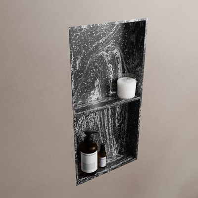 Mondiaz EASY Niche salle de bains - 59.5x8x29.5cm - à encastrer ou à monter - 2 compartiments - Lava
