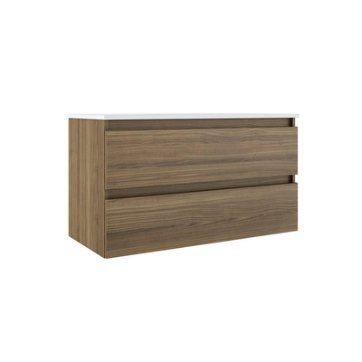 Saniclass Chacito Meuble sous-lavabo - 100x39.5x55cm - peu profond - 2 tiroirs - sans poignées - chêne chaud