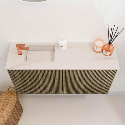 Mondiaz JOYA-DLUX 80cm toiletmeubel - kleur Dusk - Wastafel FAYE positie Links 1 kraangat kleur Meli.