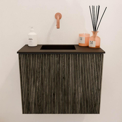 Mondiaz JOYA 50cm toiletmeubel - kleur Shadow - Wastafel FAYE positie Links Zonder kraangat kleur Urban.