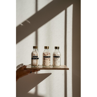 Wellmark Giftbox Badzout 3-delig - Helder Glas - Messing Dop - JUST RELAX SHOWROOMMODEL