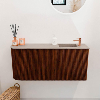 Mondiaz JOYA-DLUX 91.6cm toiletmeubel - ronding links kleur Ruby - Wastafel FAYE positie Rechts 1 kraangat kleur Saba.