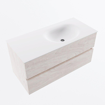 Mondiaz VICA Ensemble de meuble de salle de bain - 100cm - meuble sous-vasque underlayment - 2 tiroirs - lavabo moon droite - 1 trou de robinet - version haute de 60cm - talc