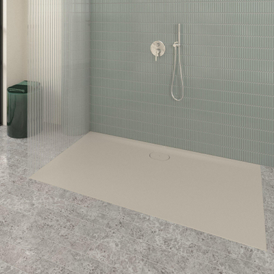 Villeroy & Boch Ecora douchebak - 170x90x3.5cm - afvoer lange zijde - almond (beige)