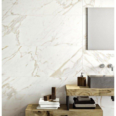 ÉCHANTILLON Ceralto Merano Luxe Carreau mural 40x120cm 6mm pâte blanche Calacatta