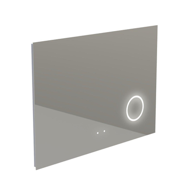 Thebalux miroir modèle H miroir rectangulaire équipé de chauffage de miroir indirect RGB tout autour commande tactile et miroir grossissant éclairé