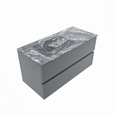 Mondiaz VICA-DLUX Ensemble de meuble de salle de bain - 100cm - meuble sous-vasque plata - 2 tiroirs - lavabo encastrée cloud gauche - 1 trou de robinet - version haute de 60cm - lave