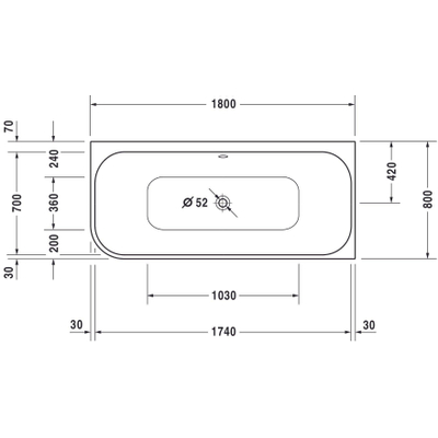 Duravit Happy D.2 Bad - 180x80cm hoek rechts - met paneel - glans wit