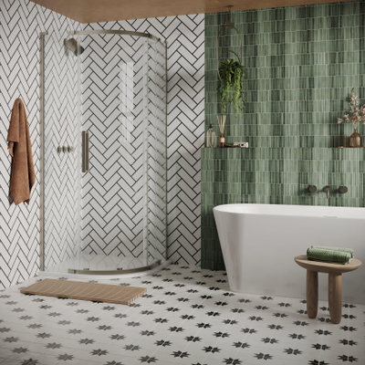 Crosswater Asura Porte de douche quart de cercle - 8mm - 90x90cm - inox brossé