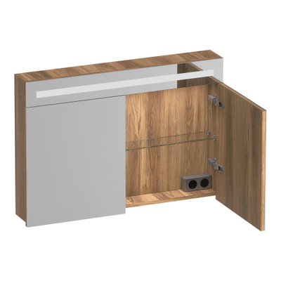 BRAUER Promise spiegelkast - 100x70x15cm -- met verlichting 2 spiegeldeuren Honey