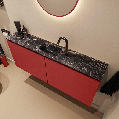 MONDIAZ TURE-DLUX 120cm toiletmeubel Fire. EDEN wastafel Lava positie midden. Met 1 kraangat.