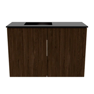 Mondiaz JOYA 60cm toiletmeubel - kleur Walnut - Wastafel FAYE positie Links Zonder kraangat kleur Urban.