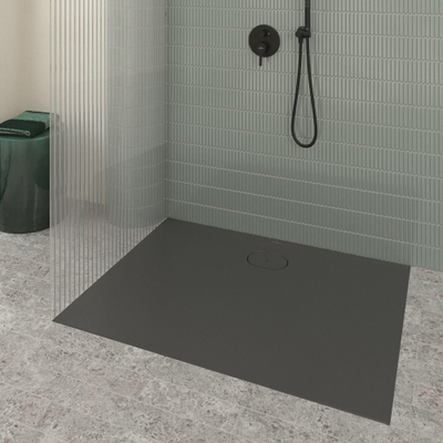 Villeroy & Boch Ecora douchebak - 120x90x3.5cm - afvoer lange zijde - anthracite (antraciet)