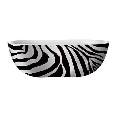 Best Design Color Zebra Baignoire îlot 180x86x60cm Noir/Blanc