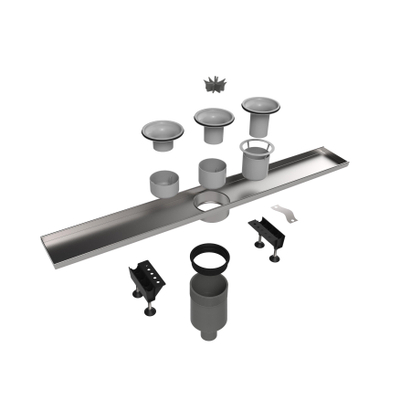 Easy Drain Multi élément d'encastrement sans grille avec sortie inférieure avec siphon 50mm 9,8x80cm profondeur d'encastrement 110mm