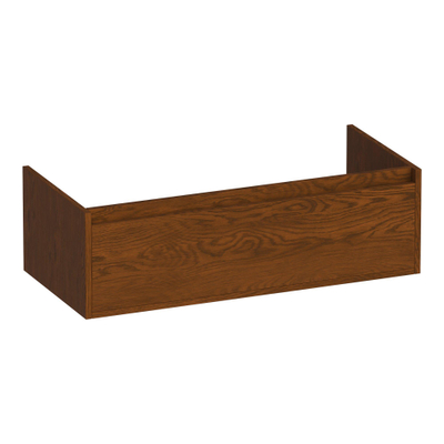 BRAUER Hope Meuble sous-lavabo - 99x30x45.5cm - 1 tiroir softclose sans poignée - 1 découpe pour siphon - chêne massif - chêne lamelles brun